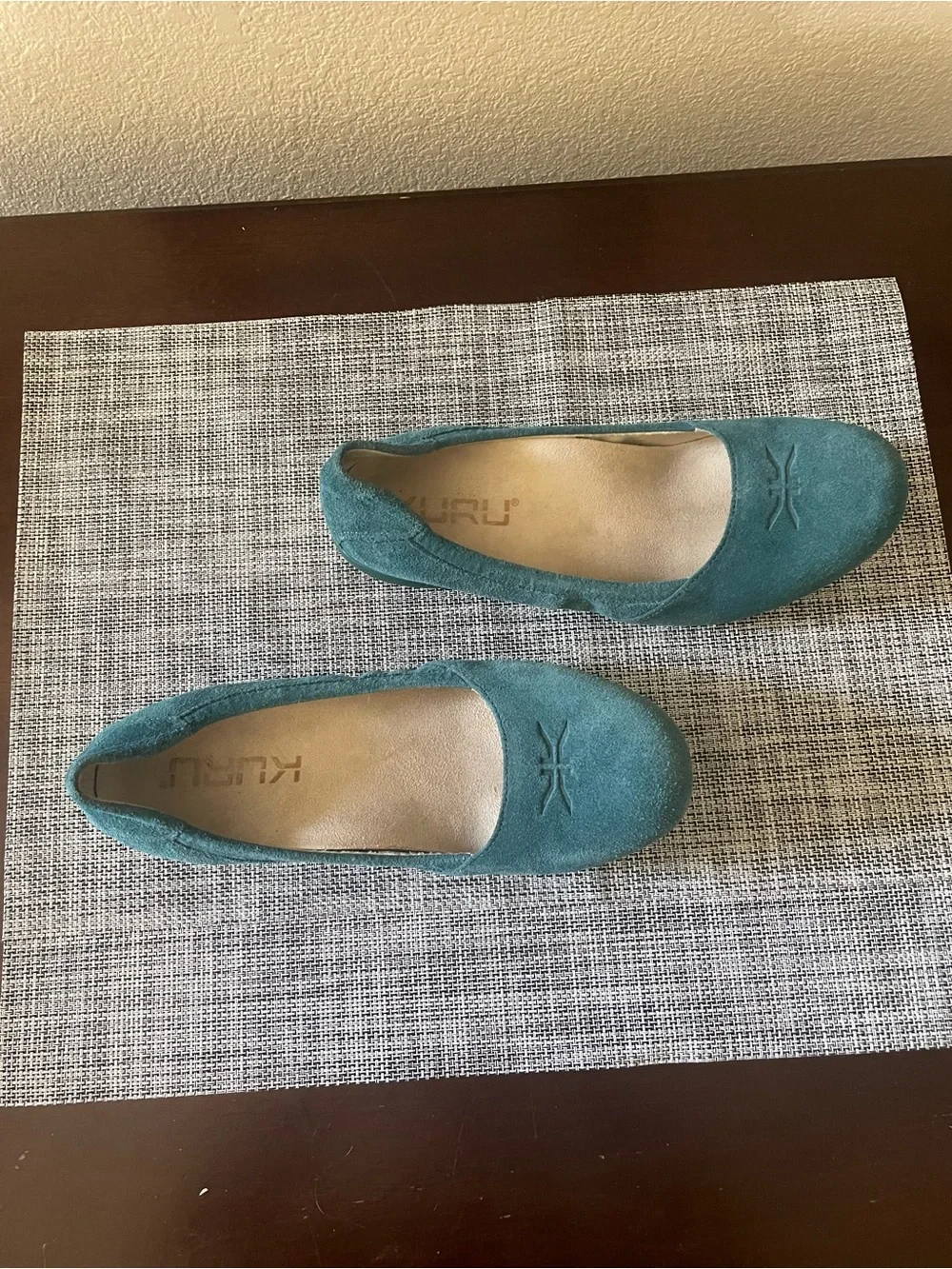 KURU Teal Suede Slip-On Ballet Flats